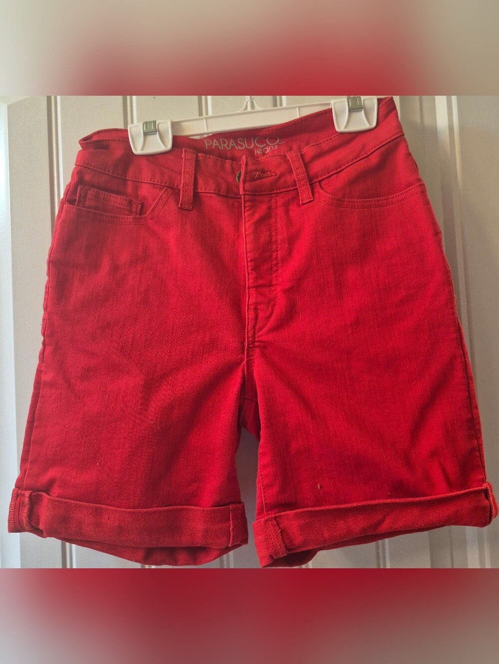 Womens Parasuco Jeans Red Denim Shorts Size 6